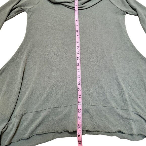 Soft Surroundings Green Cowl Neck Sweater Asymmetrical Hem Womens Size Small - Picture 4 of 8